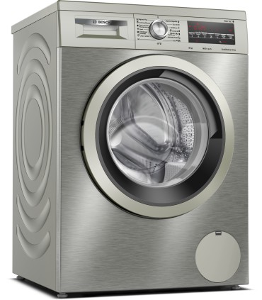 Bosch WUU28T8XES Serie 6, Lavadora de carga frontal, 8 kg, 1400 rpm, Acero antihuellas