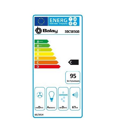 Balay 3BC585GB Campana decorativa de pared inclinada, 80 cm, Cristal blanco