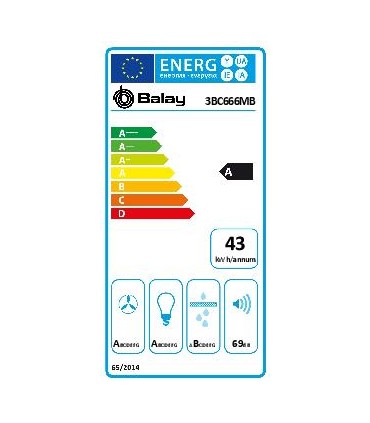 Balay 3BC666MB Campana decorativa de pared piramidal, 60 cm, Blanco