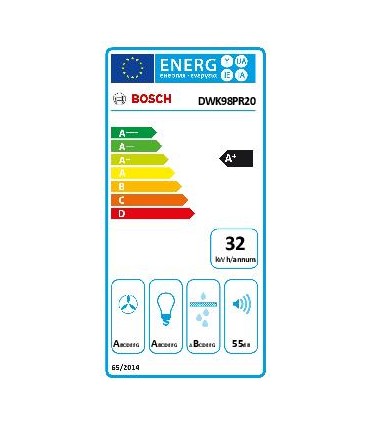 Bosch DWK98PR20 Serie 8, Campana decorativa de pared, 90 cm, Cristal blanco