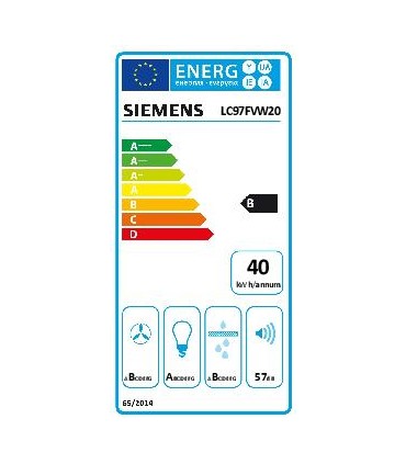 Siemens LC97FVW20 iQ700, Campana decorativa de pared, 90 cm, Cristal blanco