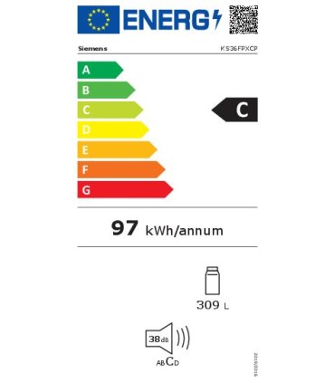 Siemens KS36FPXCP iQ700, Frigorífico 1 puerta de libre instalación, 186 x 60 cm, Acero negro antihuellas