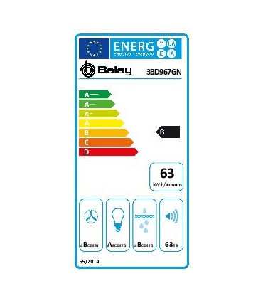 Balay 3BD967GN Campana decorativa integrada, 60 cm, Cristal negro