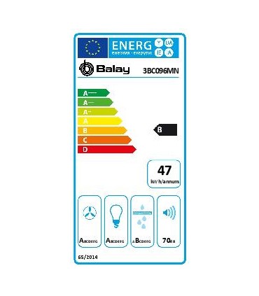 Balay 3BC096MN Campana decorativa de pared box, 90 cm, Negro