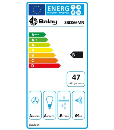 Balay 3BC066MN Campana decorativa de pared box, 60 cm, Negro