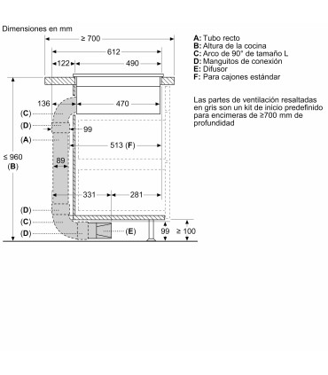 Bosch HEZ9VDKR0 Kit de recirculación para placa con extractor para encimeras de fondo 70 cm o más