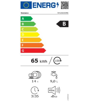 Siemens SN23EI03ME iQ300, Lavavajillas de libre instalación, 60 cm, Acero inoxidable