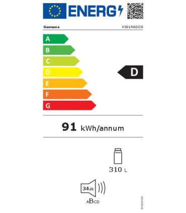 Siemens KI81RADD0 iQ500, Frigorífico 1 puerta integrable, 177.5 x 56 cm, Cierre suave con puerta fija