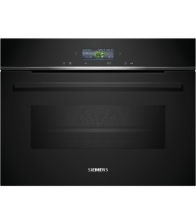 Siemens CM724G1B1 iQ700, Horno compacto con microondas, 60 x 45 cm, Negro