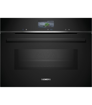 Siemens CM776GKB1 iQ700, Horno compacto pirolítico con microondas, 60 x 45 cm, Negro