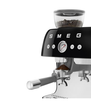 Smeg EGF03BLEU Cafetera espresso con molinillo integrado, 50's Style, Negro