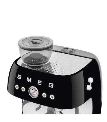 Smeg EGF03BLEU Cafetera espresso con molinillo integrado, 50's Style, Negro