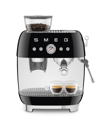 Smeg EGF03BLEU Cafetera espresso con molinillo integrado, 50's Style, Negro