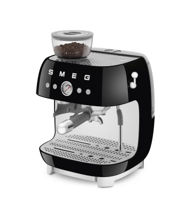 Smeg EGF03BLEU Cafetera espresso con molinillo integrado, 50's Style, Negro