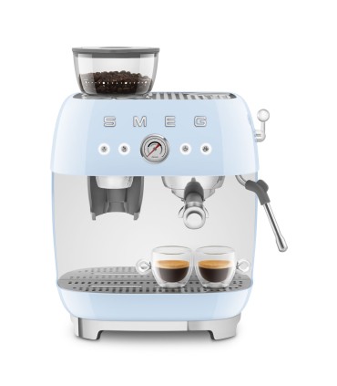 Smeg EGF03PBEU Cafetera espresso con molinillo integrado, 50's Style, Azul
