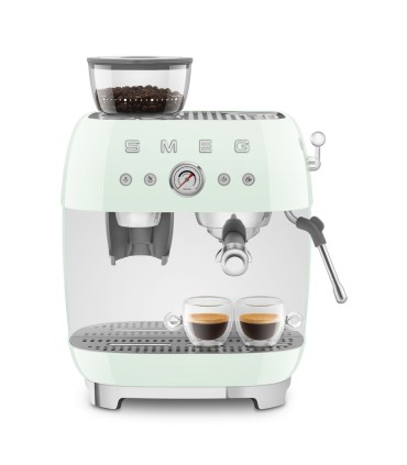 Smeg EGF03PGEU Cafetera espresso con molinillo integrado, 50's Style, Verde