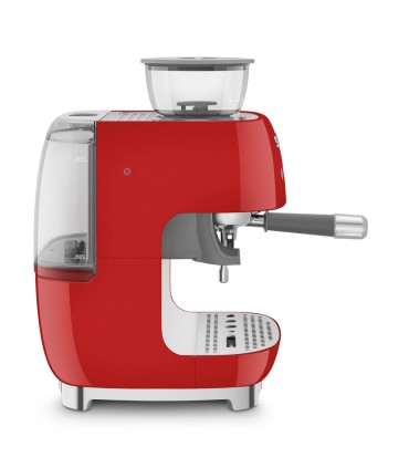 Smeg EGF03RDEU Cafetera espresso con molinillo integrado, 50's Style, Rojo