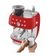 Smeg EGF03RDEU Cafetera espresso con molinillo integrado, 50's Style, Rojo