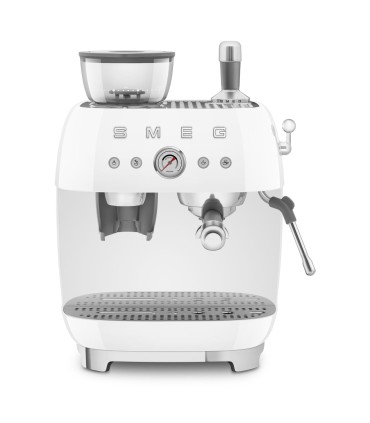 Smeg EGF03WHEU Cafetera espresso con molinillo integrado, 50's Style, Blanco