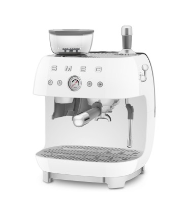 Smeg EGF03WHEU Cafetera espresso con molinillo integrado, 50's Style, Blanco