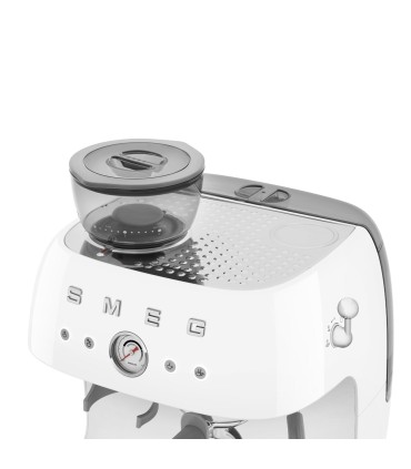 Smeg EGF03WHEU Cafetera espresso con molinillo integrado, 50's Style, Blanco