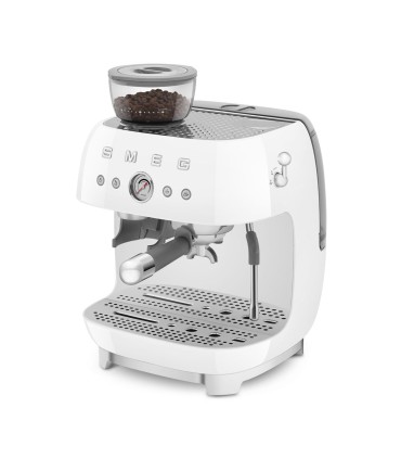 Smeg EGF03WHEU Cafetera espresso con molinillo integrado, 50's Style, Blanco