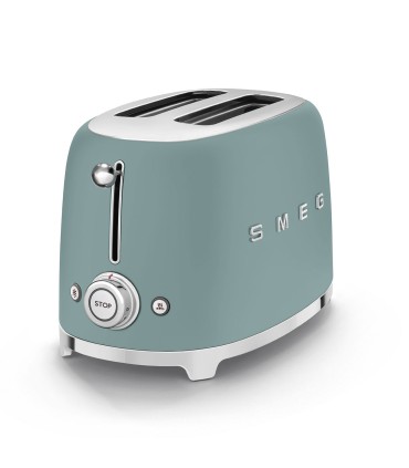Smeg TSF01EGMEU Tostadora 2x2, 50's Style, Verde Esmeralda Mate