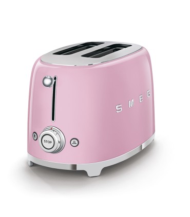 Smeg TSF01PKEU Tostadora 2x2, 50's Style, Rosa