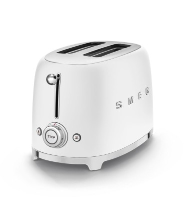 Smeg TSF01WHMEU Tostadora 2x2, 50's Style, Blanco Mate