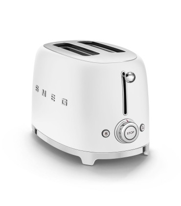 Smeg TSF01WHMEU Tostadora 2x2, 50's Style, Blanco Mate