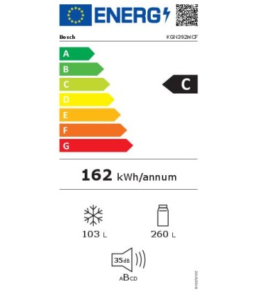 Bosch KGN392WCF Serie 4, Frigorífico combinado de libre instalación, 203 x 60 cm, Blanco