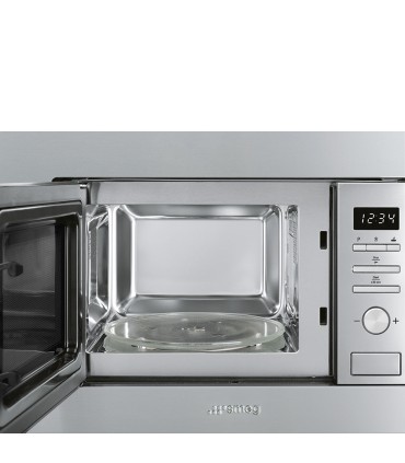 Smeg FMI020X Microondas con grill integrable, Estética Universal, Acero Inoxidable