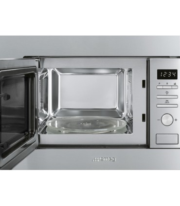 Smeg FMI017X Microondas con grill integrable, Estética Universal, Acero Inoxidable