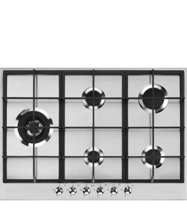 Smeg PX375L Encimera de Gas, Estética Línea, Acero inoxidable, 70/75 cm