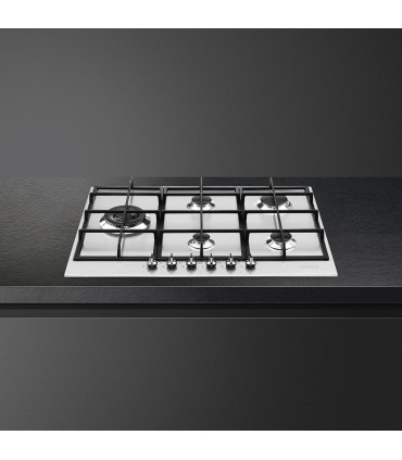 Smeg PX375L Encimera de Gas, Estética Línea, Acero inoxidable, 70/75 cm