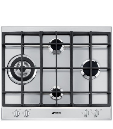 Smeg SLR64SGH Encimera de Gas, Estética Selección, Acero inoxidable, 60 cm
