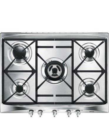 Smeg SR275XGH2 Encimera de Gas, Estética Selección, Acero inoxidable, 70/75 cm