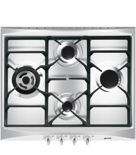 Smeg SR264XGH2 Encimera de Gas, Estética Selección, Acero inoxidable, 60 cm