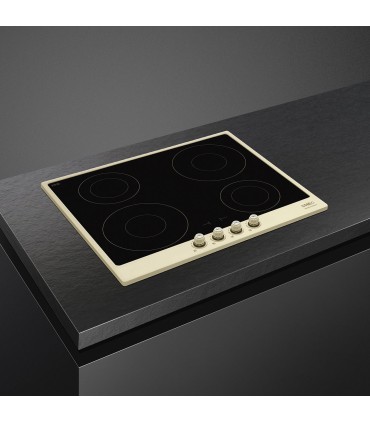Smeg SI764POM Encimera de Inducción Cortina, 60 cm, color Crema