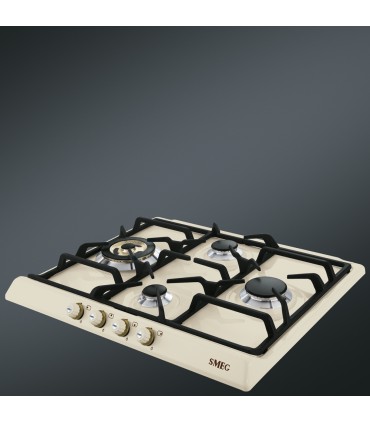 Smeg SR764PO Encimera de Gas Cortina, 60 cm, color crema