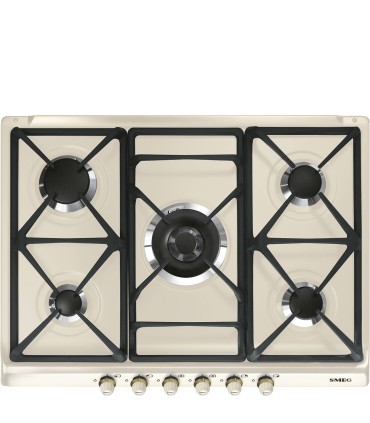 Smeg SR775PO Encimera de Gas Cortina, color Crema, 70 cm