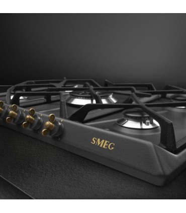 Smeg SRV876AOGH Encimera de Gas Colonial, 60 cm, color antracita