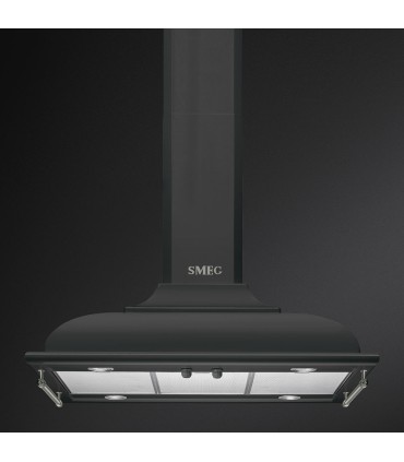 Smeg KCI19AOE Campana de isla Cortina, 90 cm, color antracita