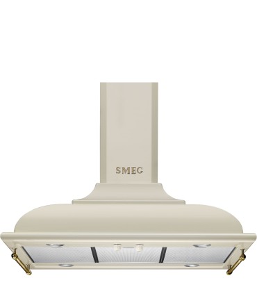 Smeg KCI19POE Campana de isla Cortina, 90 cm, color Crema