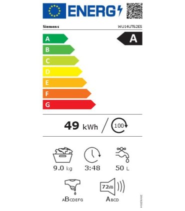 Siemens WU14UT62ES iQ500, Lavadora de carga frontal, 9 kg, 1400 r.p.m.