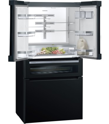 Siemens KF96RSBEA iQ700, Frigorífico Multipuerta con puertas de cristal, 183 x 90.6 cm, Negro