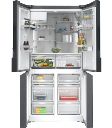 Siemens KF96DAXEA iQ500, Frigorífico Multipuerta con toma de agua, 183 x 90.5 cm, Acero negro antihuellas