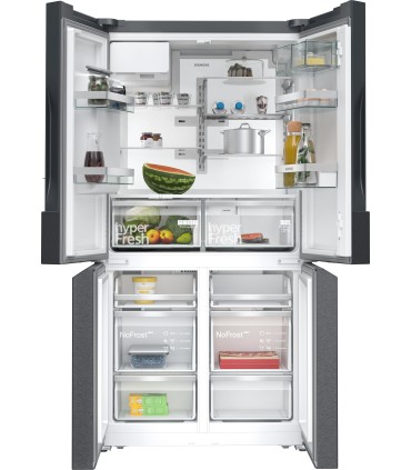 Siemens KF96DPXEA iQ700, Frigorífico Multipuerta con toma de agua, 183 x 90.5 cm, Acero negro antihuellas