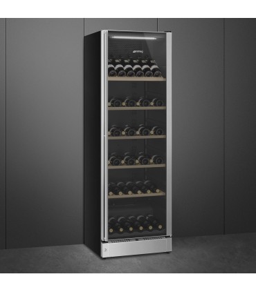 Smeg SCV115G Vinoteca, Libre instalación, Estética Clásica, Inox y cristal, 186 x 60 cm