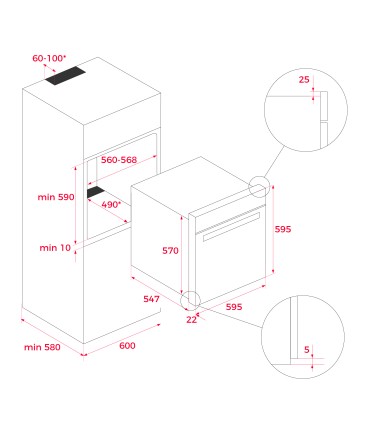 Teka SteamGourmet HLB 8550 SC Horno con función especial para cocinar al vapor, Negro, Serie Maestro
